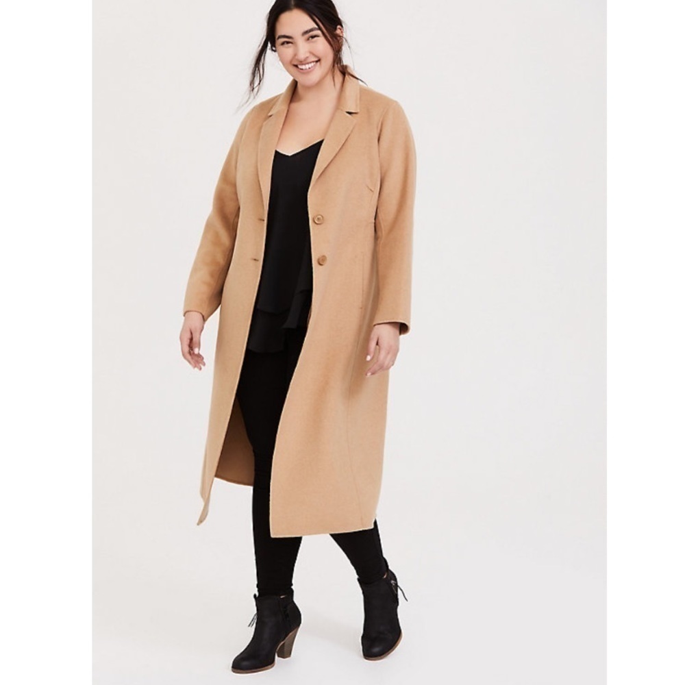 Torrid 3 TAUPE WOOLEN BUTTON FRONT DUSTER COAT